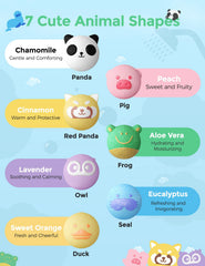 Momcozy bombes de bain animaux renard: couleurs vives et bulles réconfortantes.