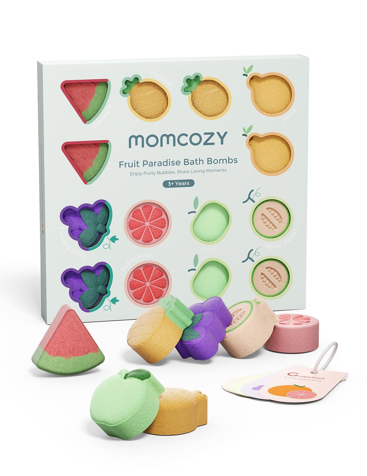 Momcozy bomba de baño fruta fresa: aroma suave para un baño divertido.