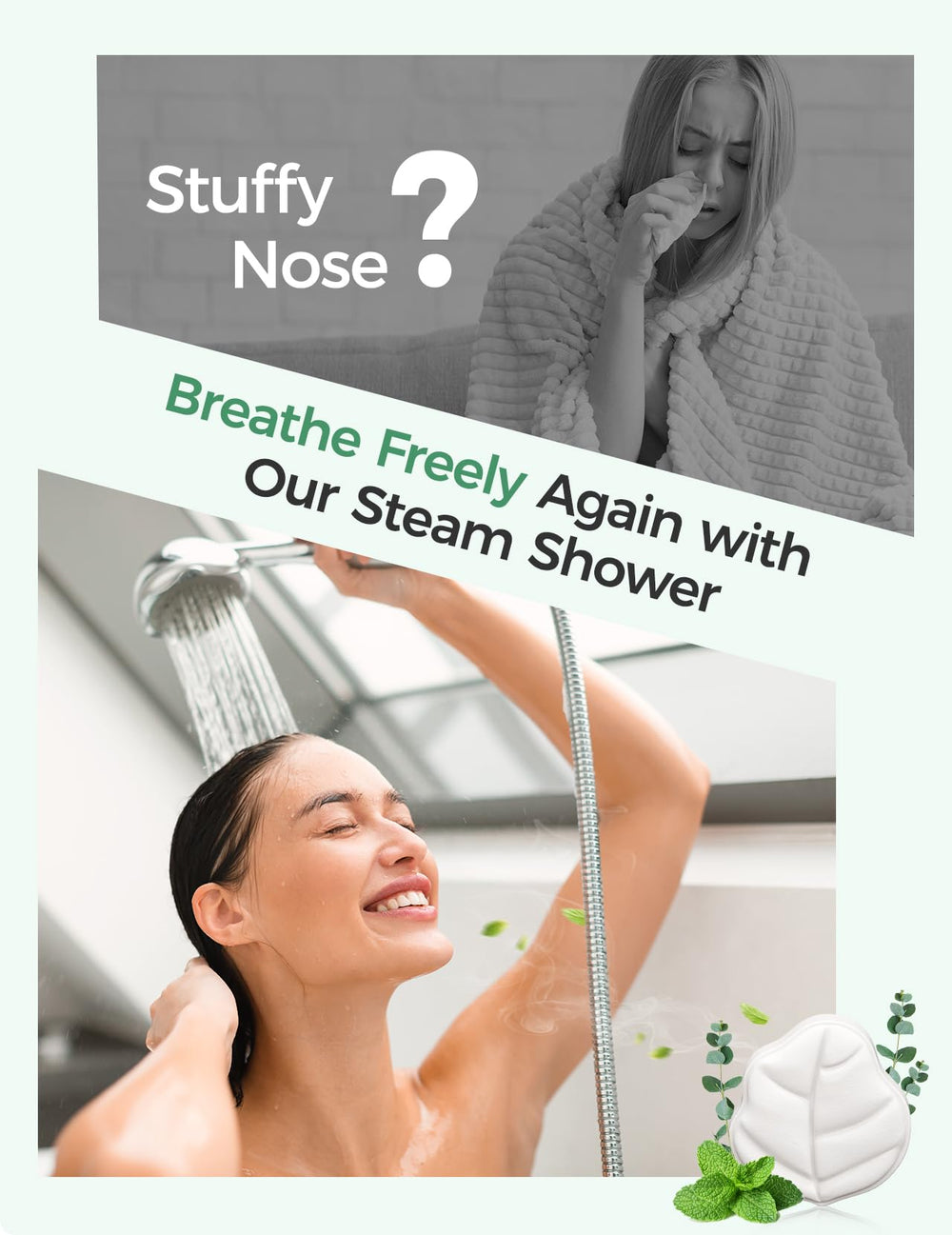 Momcozy vapores ducha, colocación cerca del chorro para disolución gradual