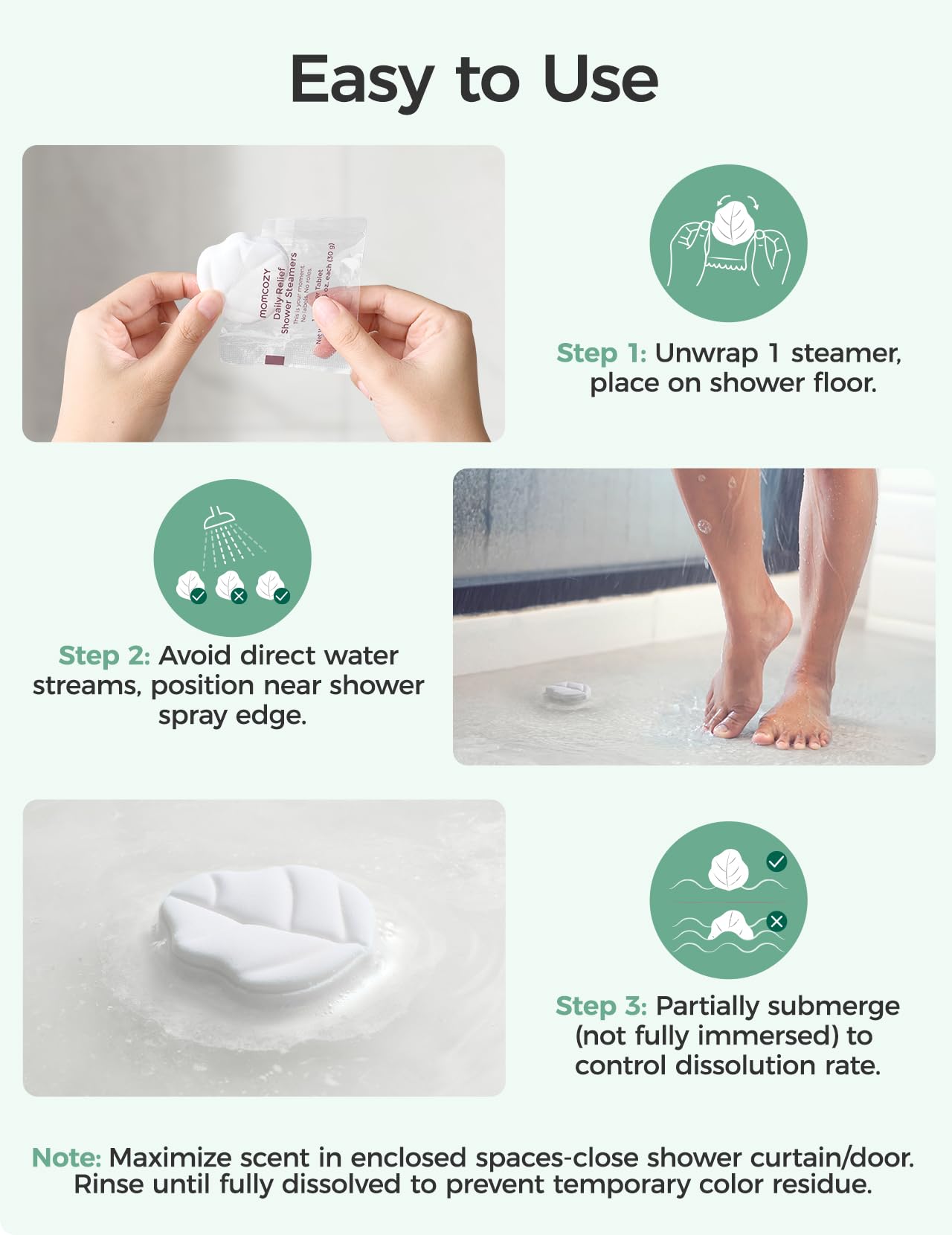 Momcozy vapores ducha, larga duración para relajación sostenida