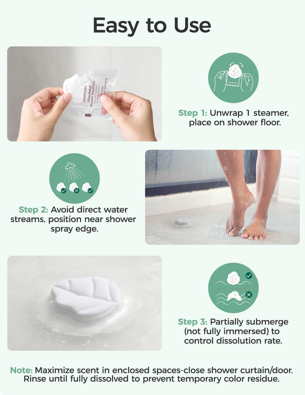 Momcozy vapores ducha, larga duración para relajación sostenida