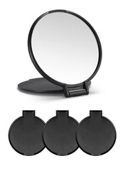 MOMIRA Espejo compacto redondo para bolso negro, ideal para retoques rápidos.