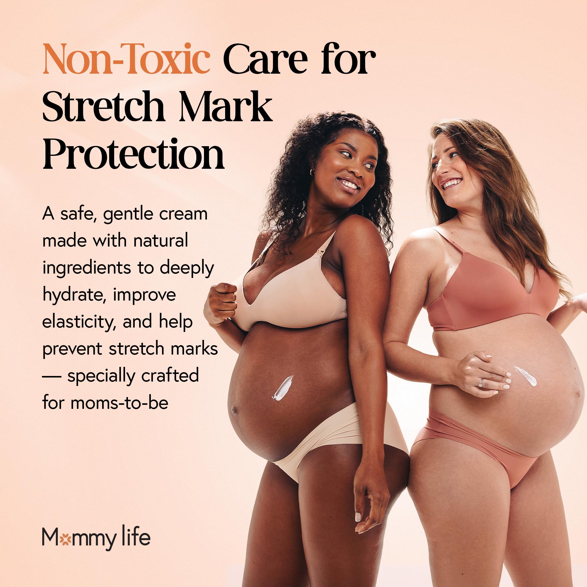 MOMMY LIFE Preggie Paste Belly Butter on a bathroom shelf showcasing moisturizing nourishment.