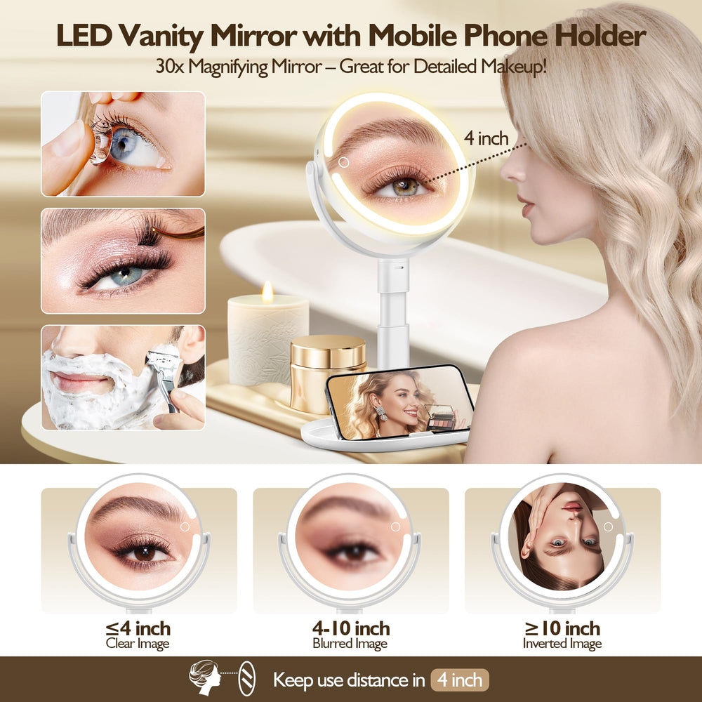 MOMOKUBA Espejo con iluminación de 64 diodos LED para maquillaje claro