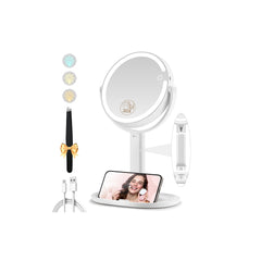MOMOKUBA espejo de maquillaje con luces frontal para uso diario con iluminación clara.