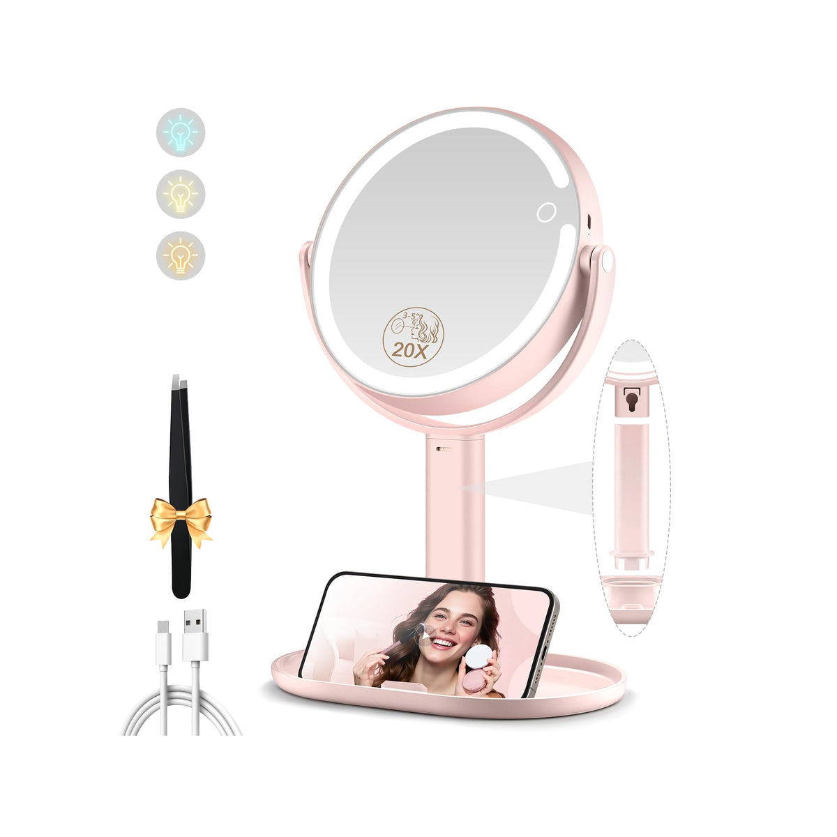 MOMOKUBA miroir maquillage lumineux 1x, vue rapide et claire