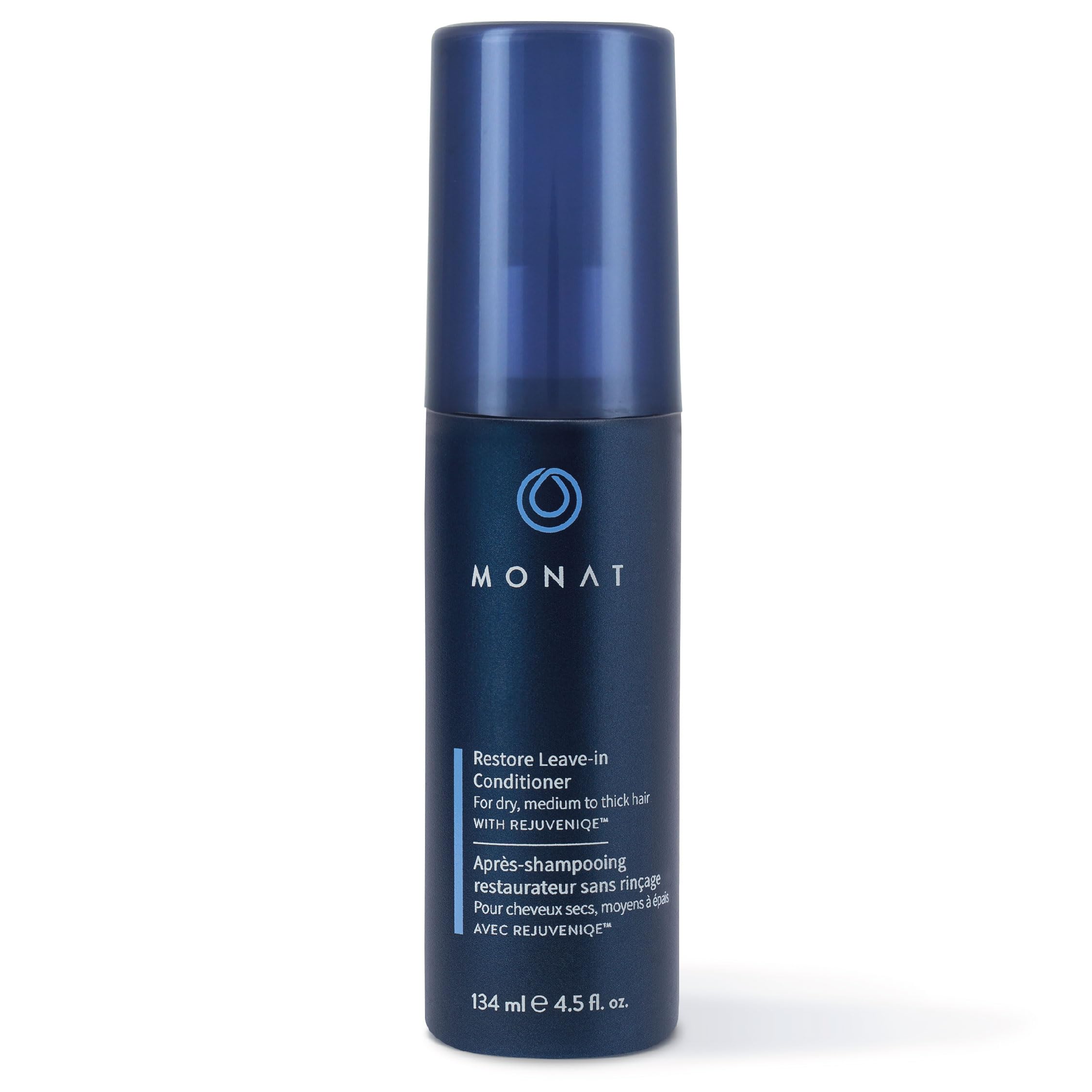 MONAT Balance Restore: botella vertiendo el producto para hidratación suave.