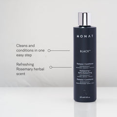 MONAT Black Shampoo tecnología Rejuveniqe Capixyl para cabello más fuerte