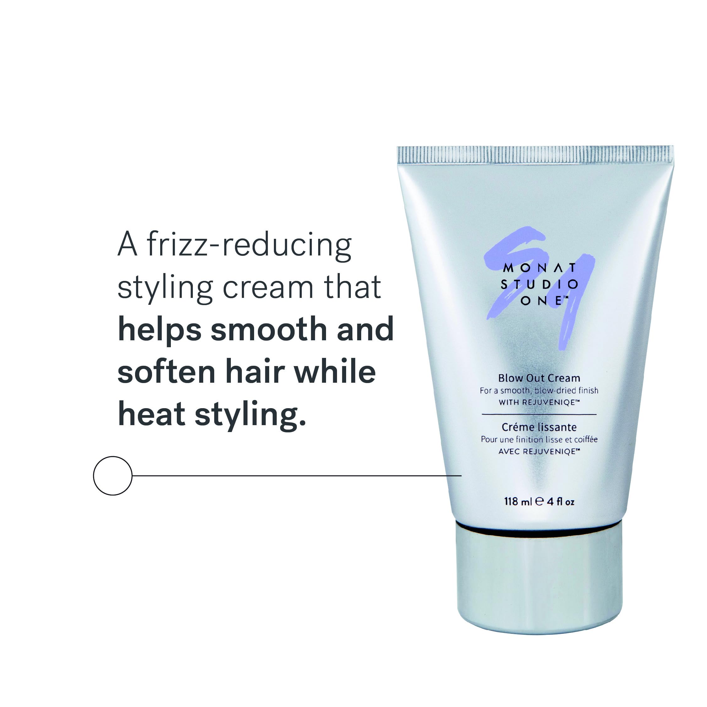 MONAT Studio One Blow Out Cream protege del calor para peinados más seguros.