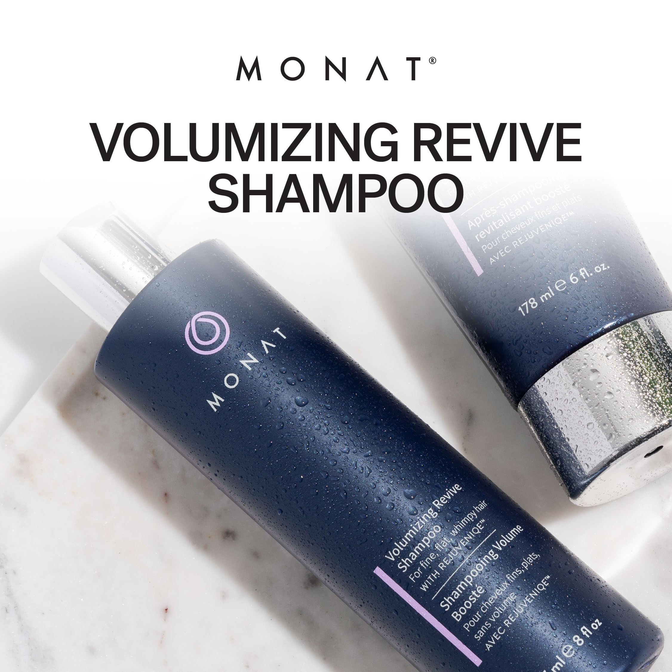 MONAT Volumizing Revive Shampoo aplicación-cabello-fino: devuelve suavidad y cuerpo al cabello.