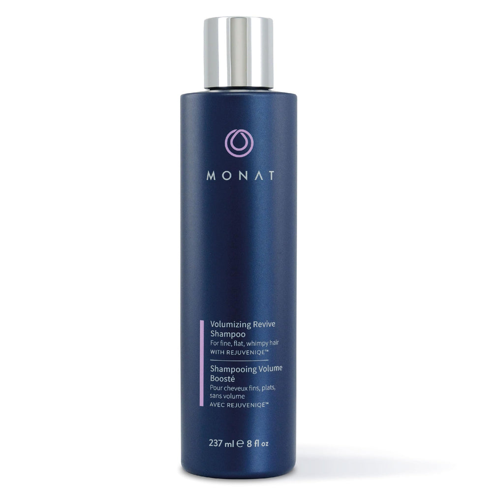 MONAT Volumizing Revive Shampoo botella: limpieza suave que prepara cabello fino para más volumen.