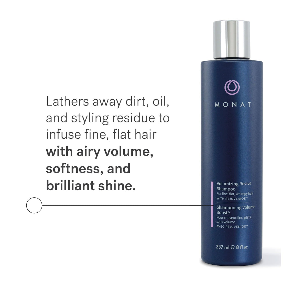 MONAT Volumizing Revive Shampoo cabello-voluminoso-brillante: acabado suave y brillo natural.