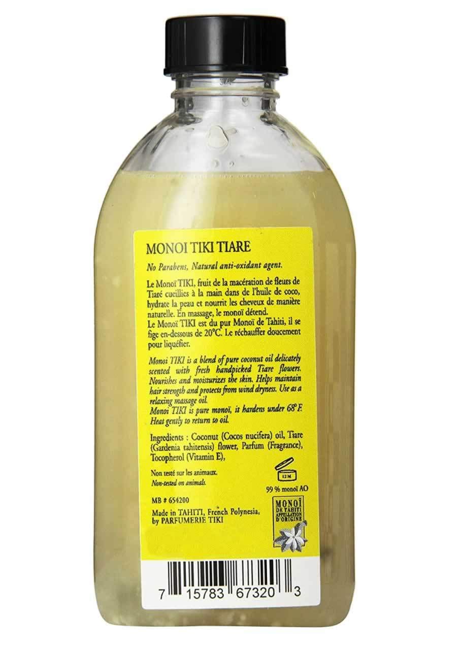 Monoi Tiki Tahiti: textura de aceite dorado con absorción rápida.