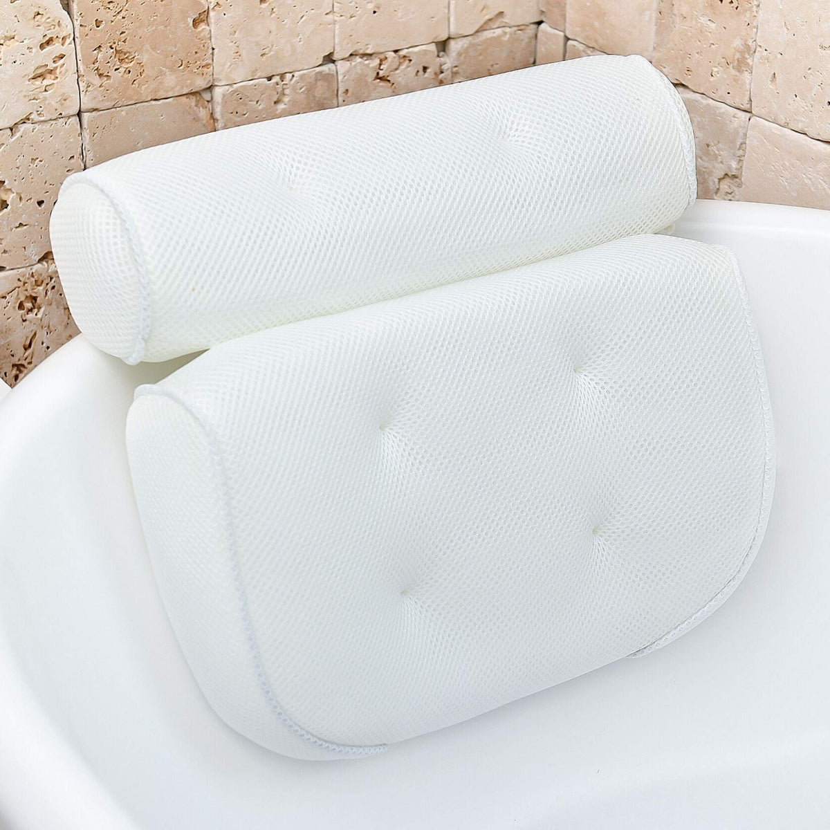 Almohada Monsuri para cuello y nuca; soporte cómodo durante el baño.