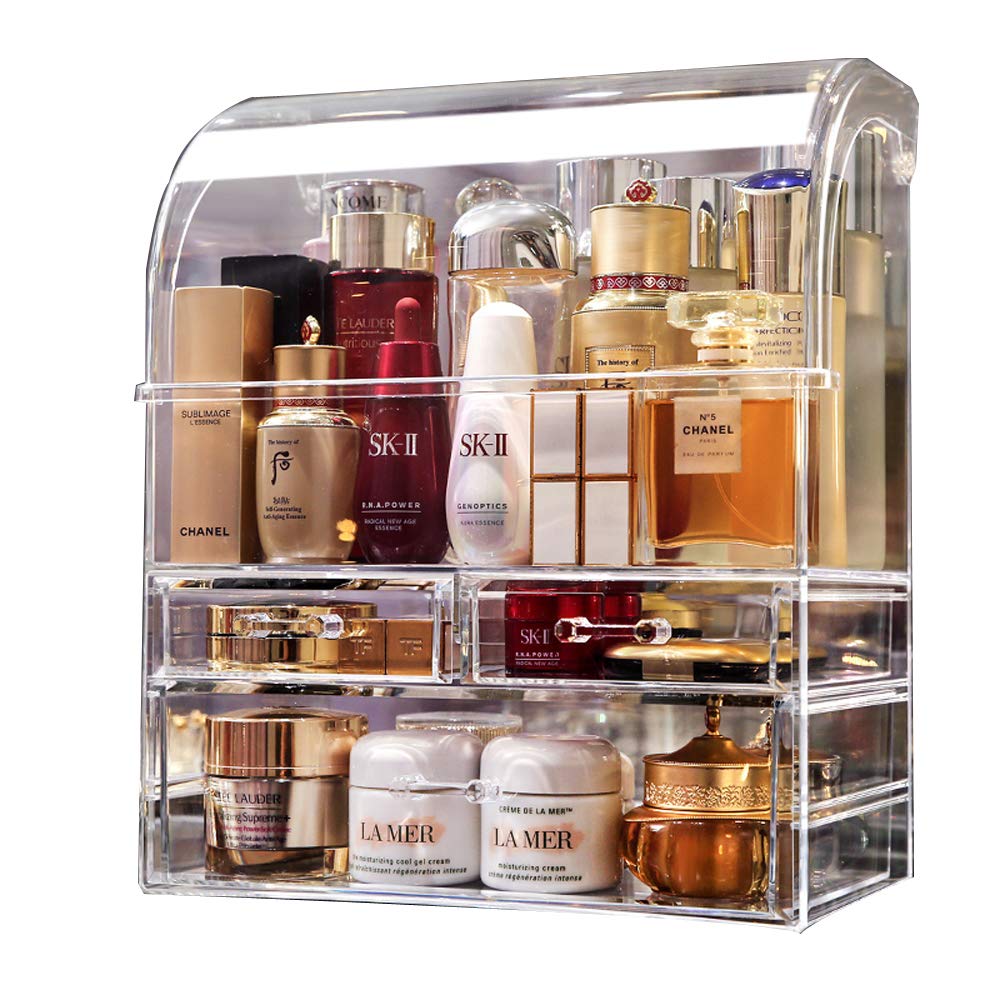 MOOCHI organizador de maquillaje profesional transparente con cajones para ordenar cosméticos.