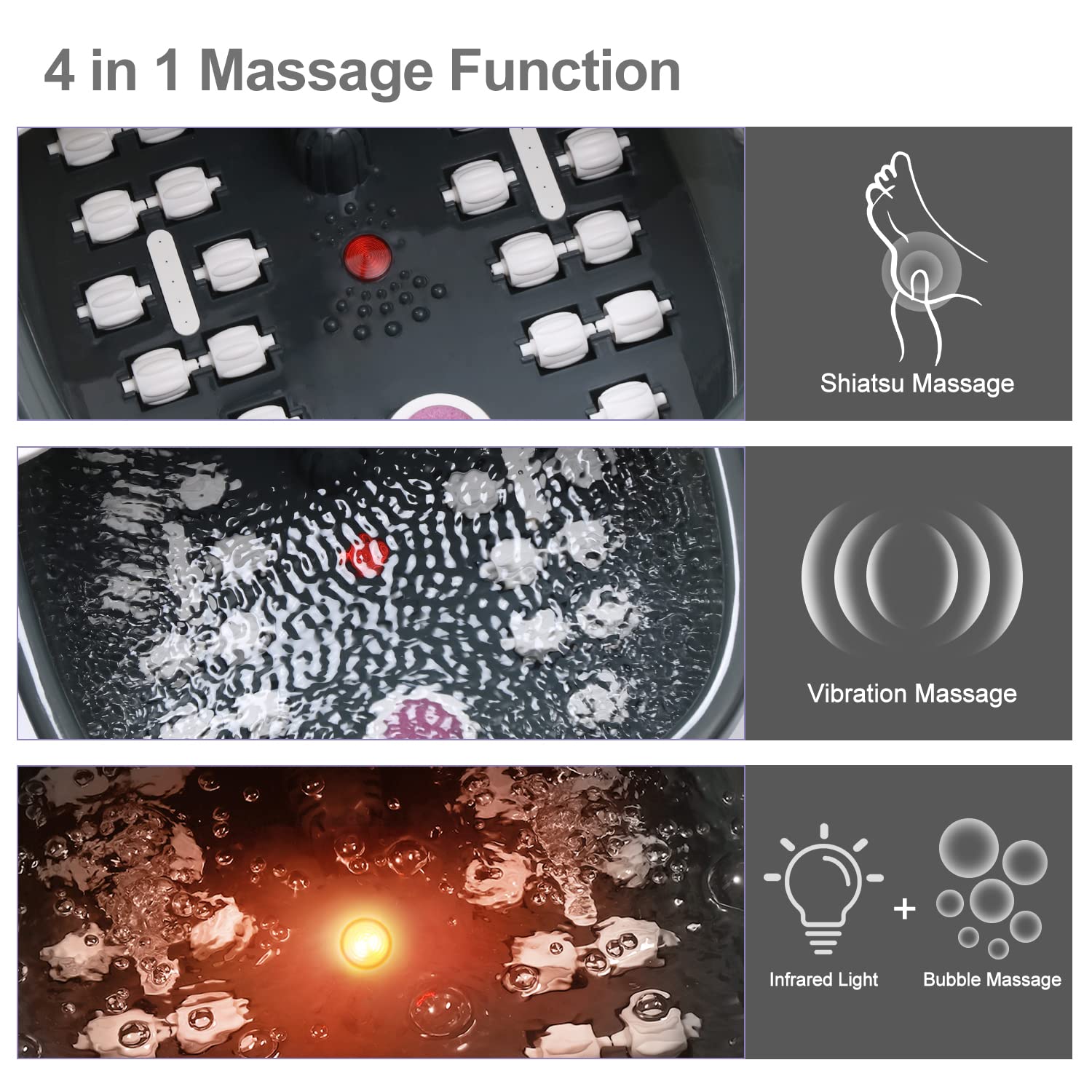 MoodRelish spa para pies con luz infrarroja estimula la circulación.