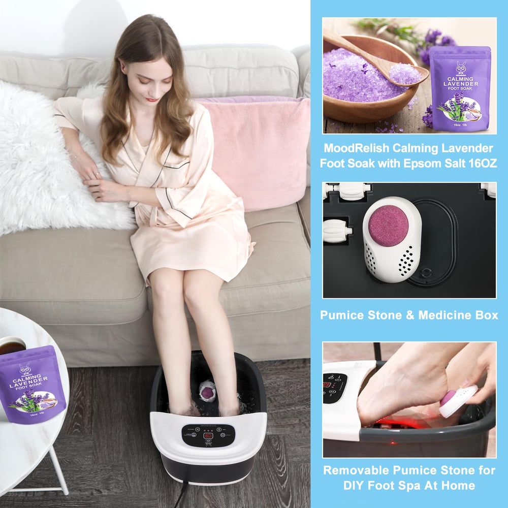 MoodRelish spa para pies con rodillos shiatsu apunta a puntos clave.