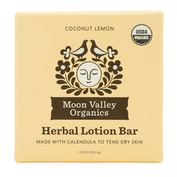 Moon Valley Organics Moon Melt Bar coco limón para hidratación suave de la piel seca.