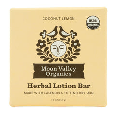 Moon Valley Organics Moon Melt Bar coco limón para hidratación suave de la piel seca.