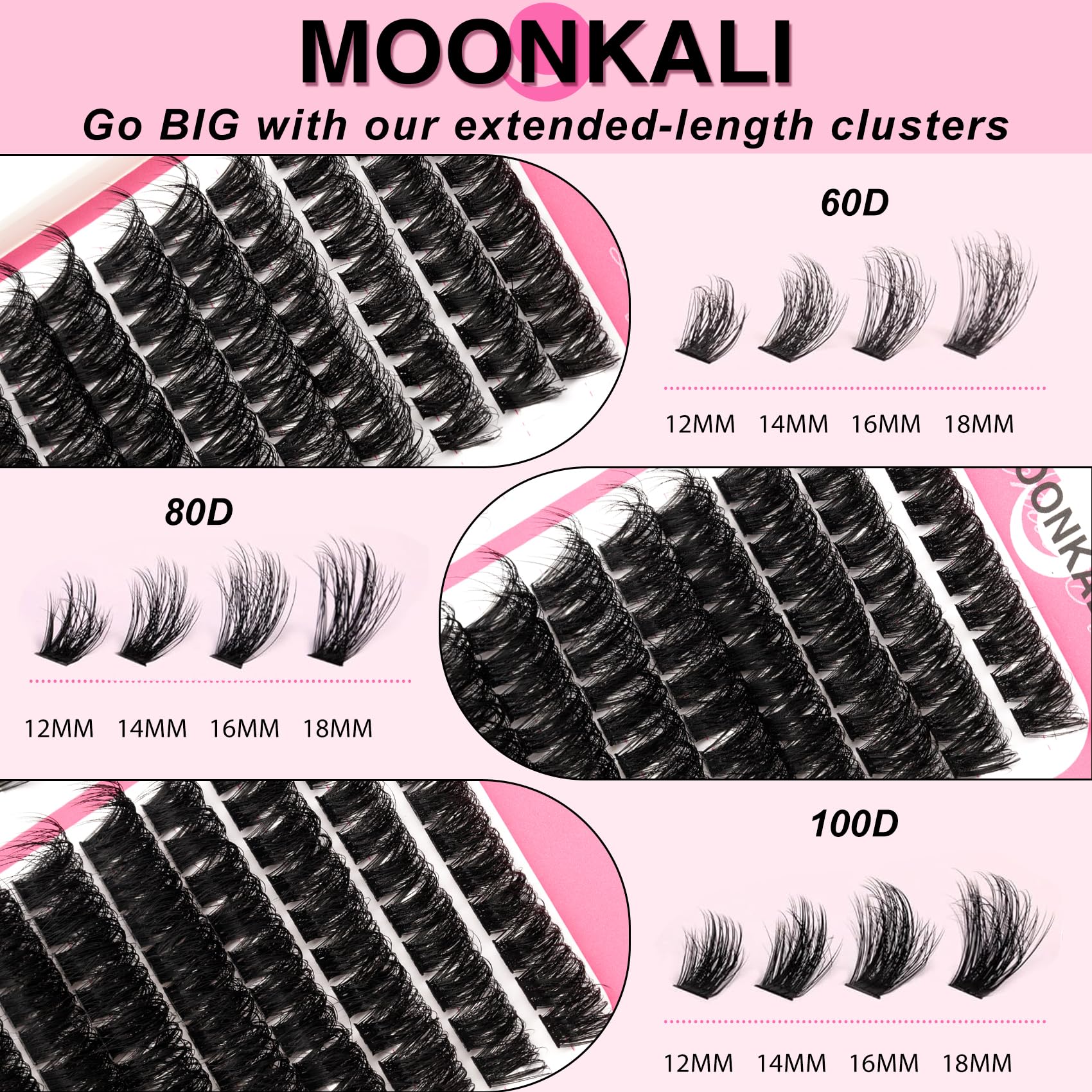 Moonkali lash clusters 80d add drama with comfortable wear for evenings.