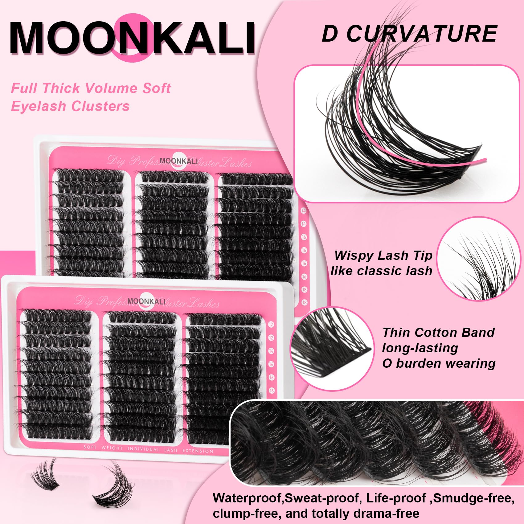 Moonkali lash clusters natural-look for day-to-day enhancement.