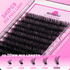 MOONKALI pestanas clusters: adhesión suave para aplicación cómoda.
