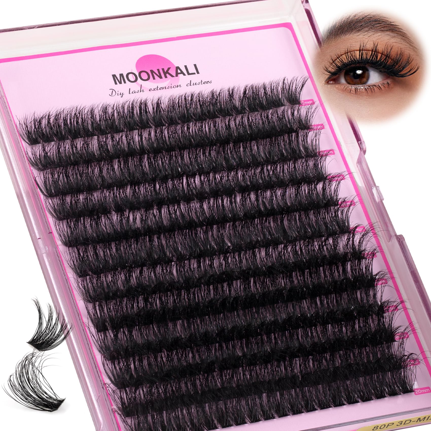 MOONKALI pestanas clusters: look 3D listo para eventos en minutos.