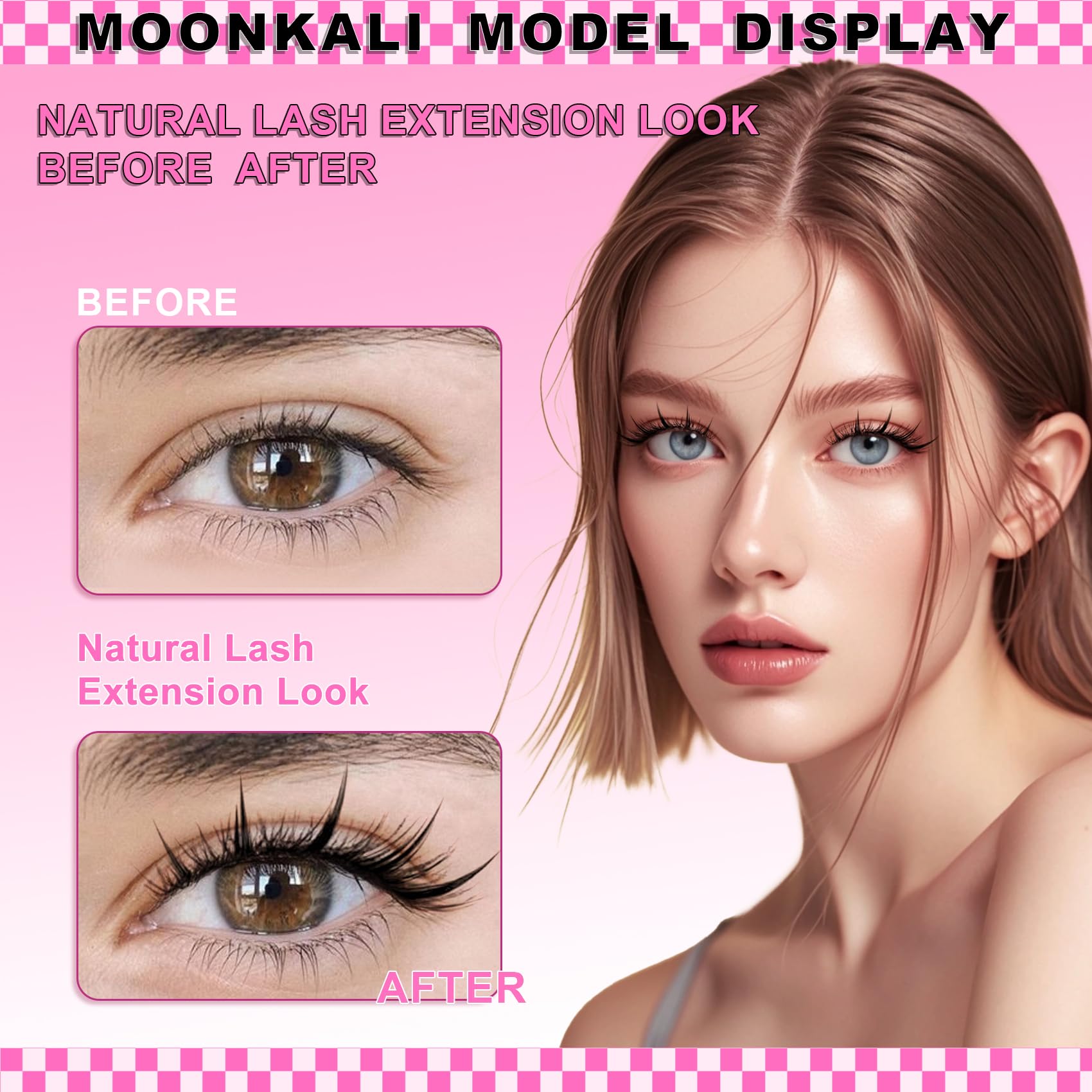 Moonkali soft mink-like fiber lashes close-up for light comfort