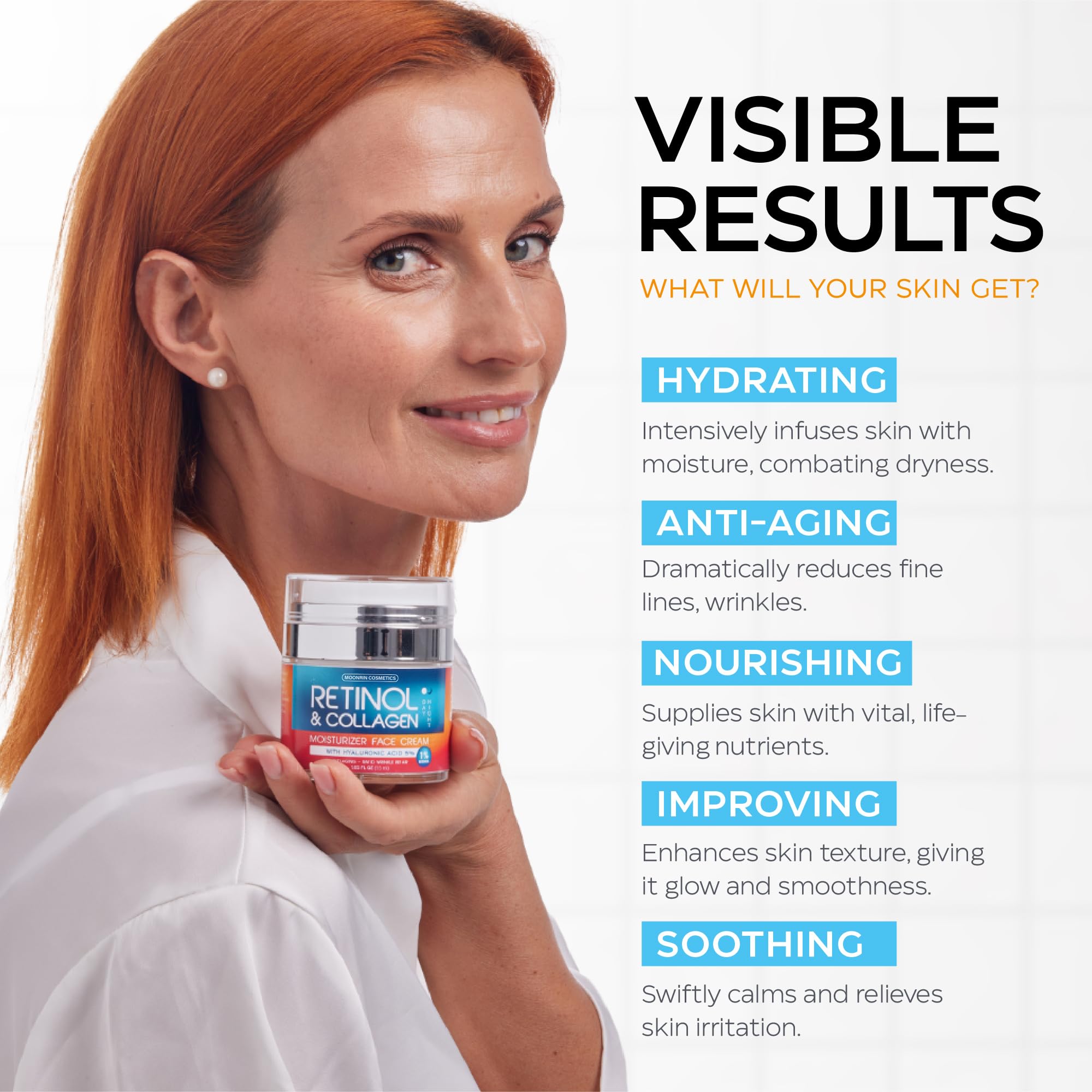 MOONRIN COSMETICS primer plano de la botella de la crema rostro