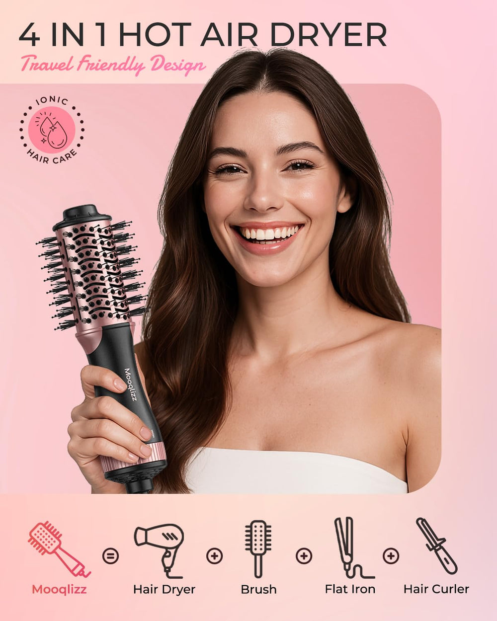 Mooqlizz brocha secadora cerámica 2 pulgadas acabado suave