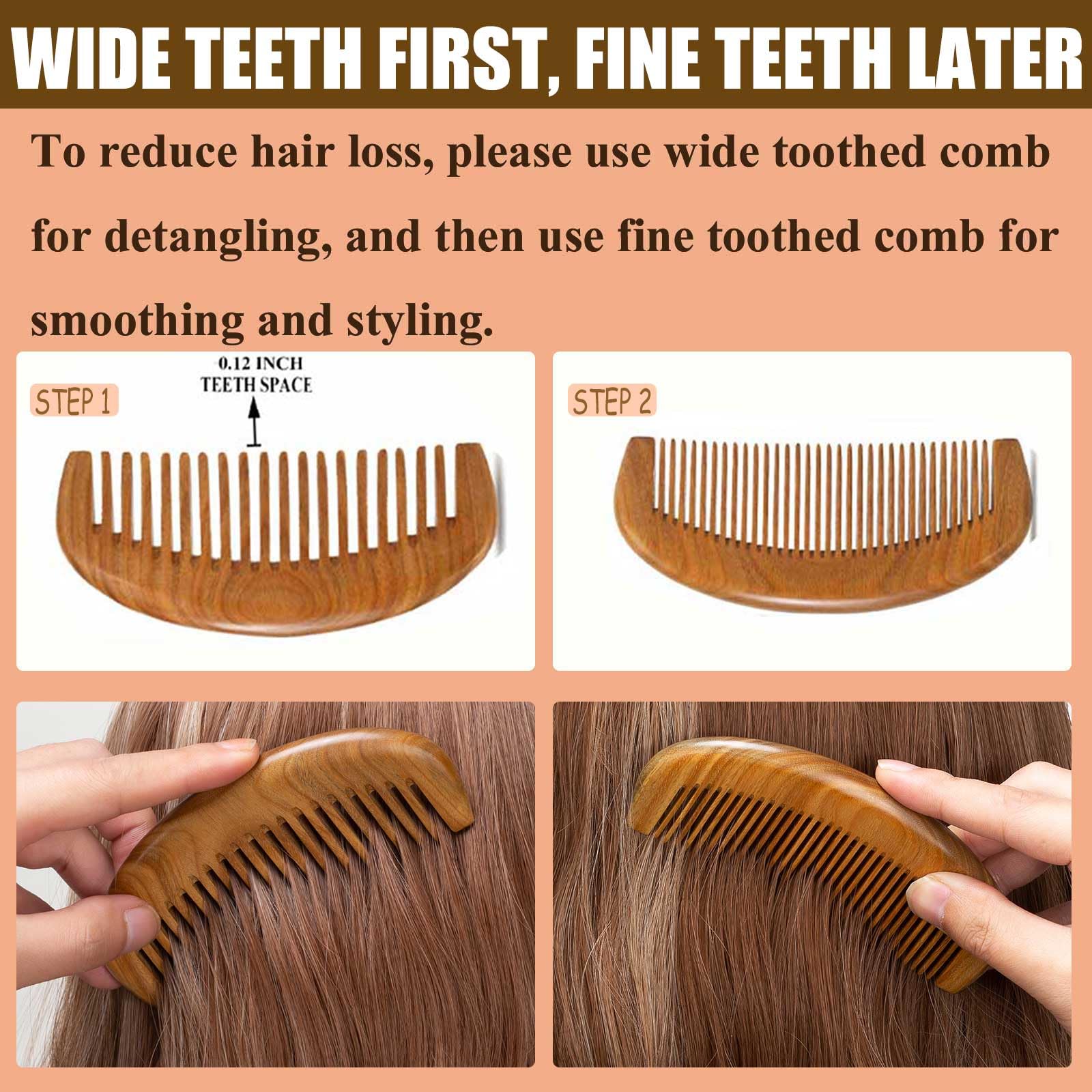 Este Moreinday peine de madera con dientes gruesos cuida la barba suave.