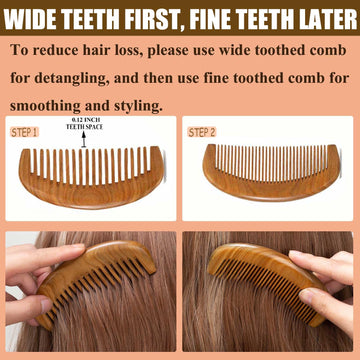Este Moreinday peine de madera con dientes gruesos cuida la barba suave.