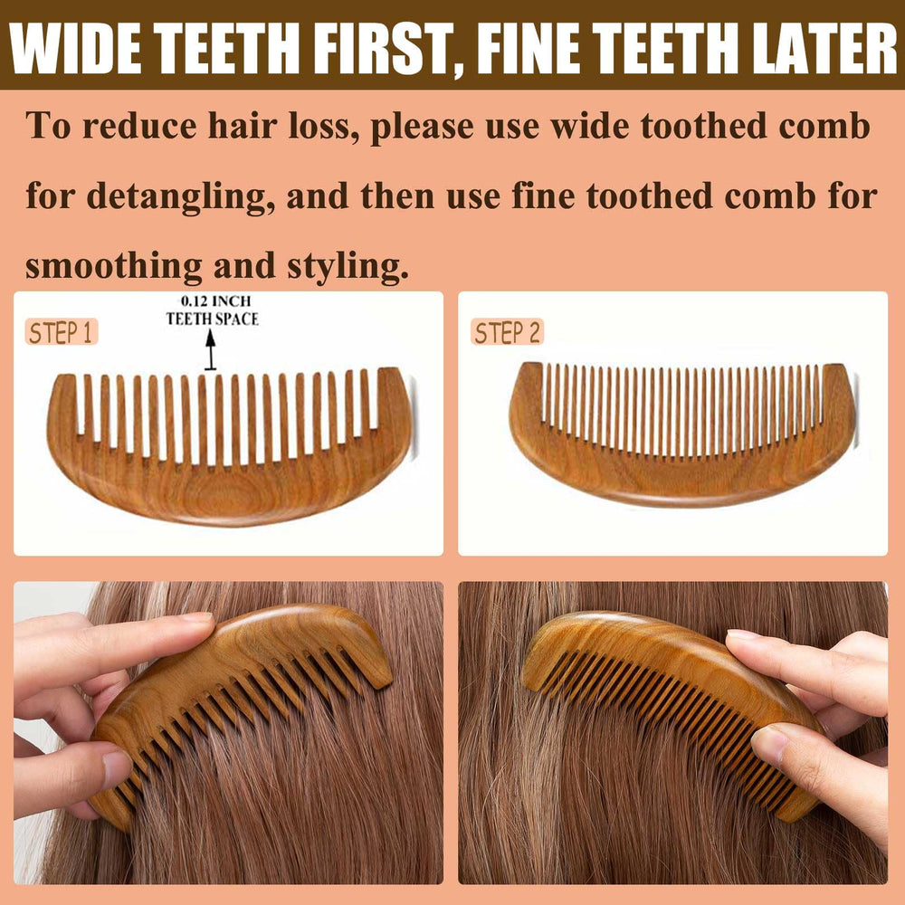 Este Moreinday peine de madera con dientes gruesos cuida la barba suave.