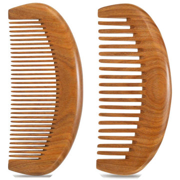 Este Moreinday peine de madera con dientes gruesos desenreda cabello ondulado.