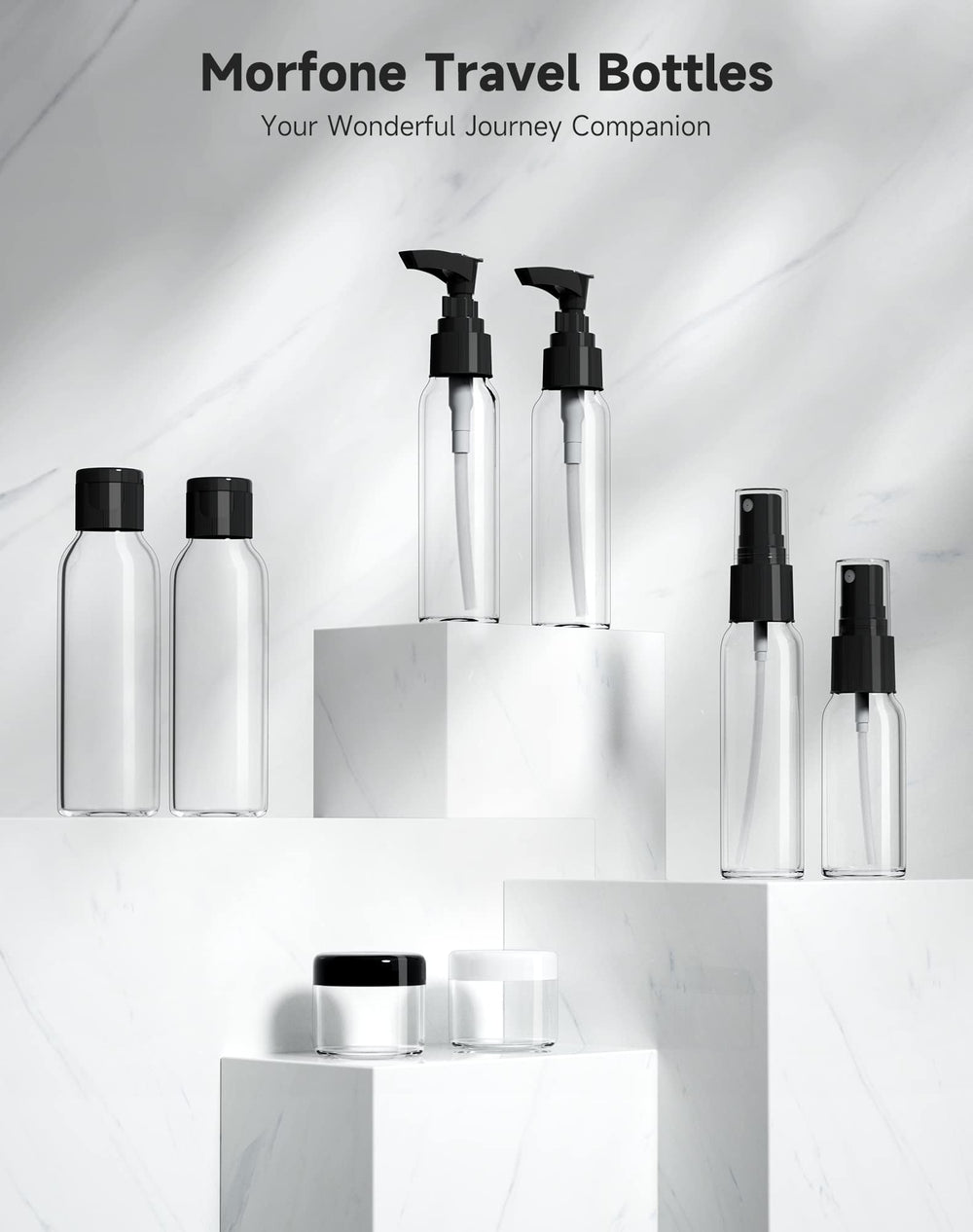 Botellas Morfone pulverizadoras para líquidos personales.