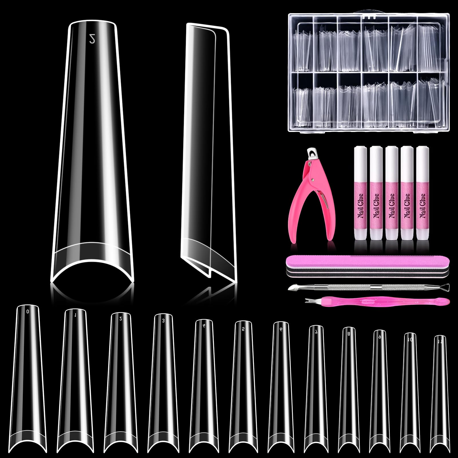 Uñas Morgles coffin XXL transparentes para extensiones duraderas