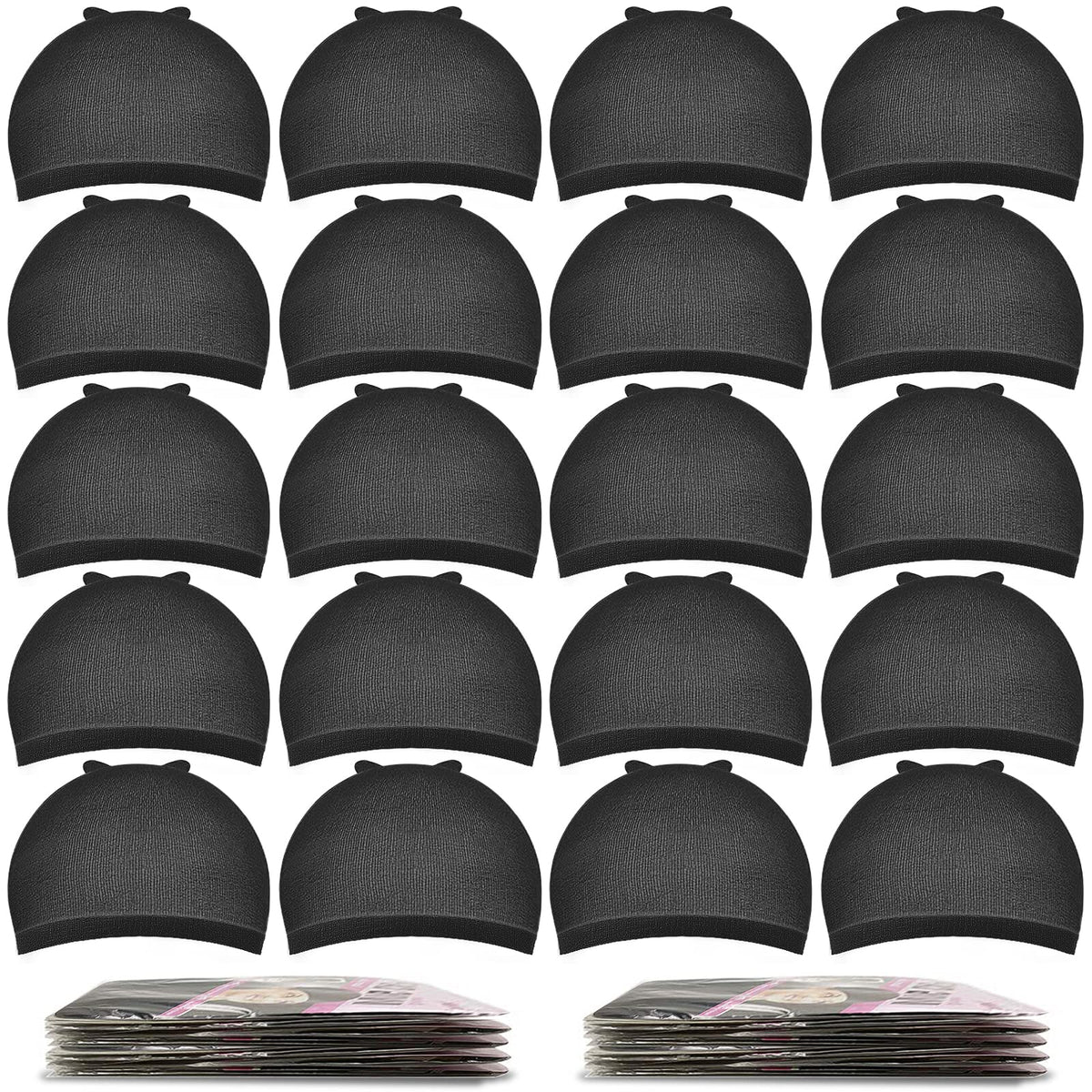 Morgles gorras-peluca-negra-nylon-elastico 20unidades para uso diario y peinados sencillos