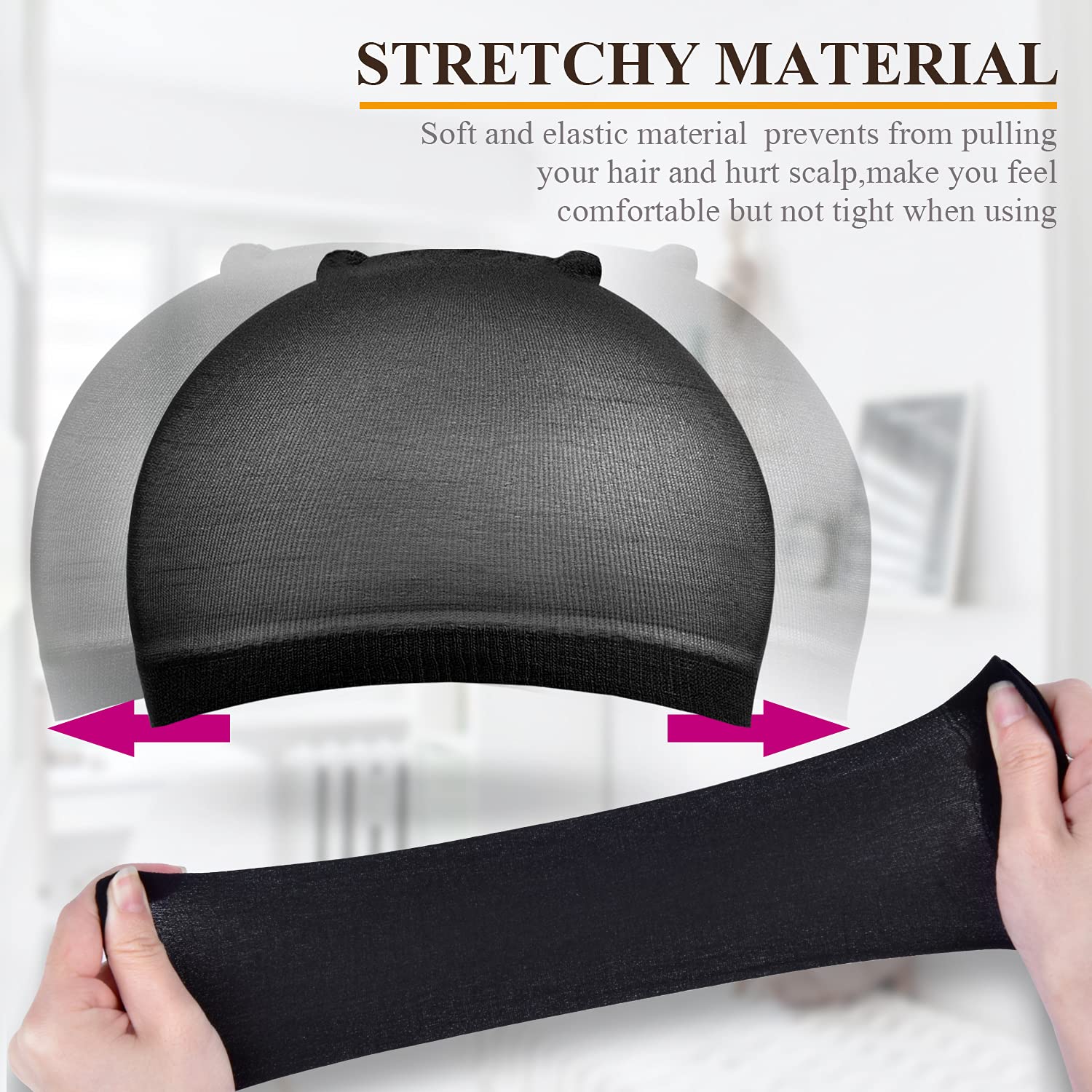 Morgles gorras-peluca-negra-nylon-elastico perfecta para Halloween y transformaciones