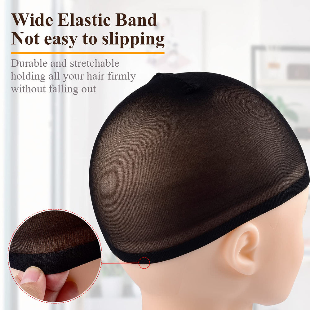 Morgles gorras-peluca-negra-nylon-elastico ligera y transpirable protege la peluca