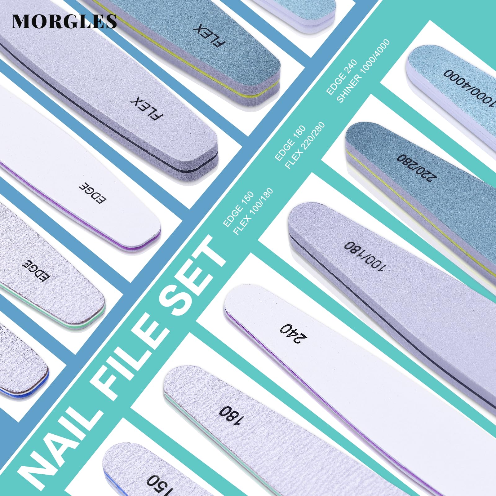 MORGLES limas profesionales 150-180, ayudan a recortar y dar forma suave a las uñas.