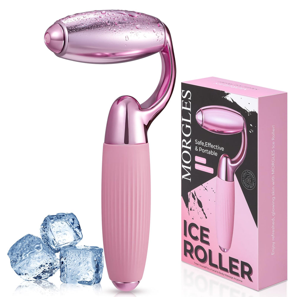 Rodillo de hielo MORGLES con cabezal metálico para enfriamiento rápido y masaje facial suave