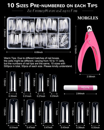 Natural look with square half-cover design of MORGLES tips