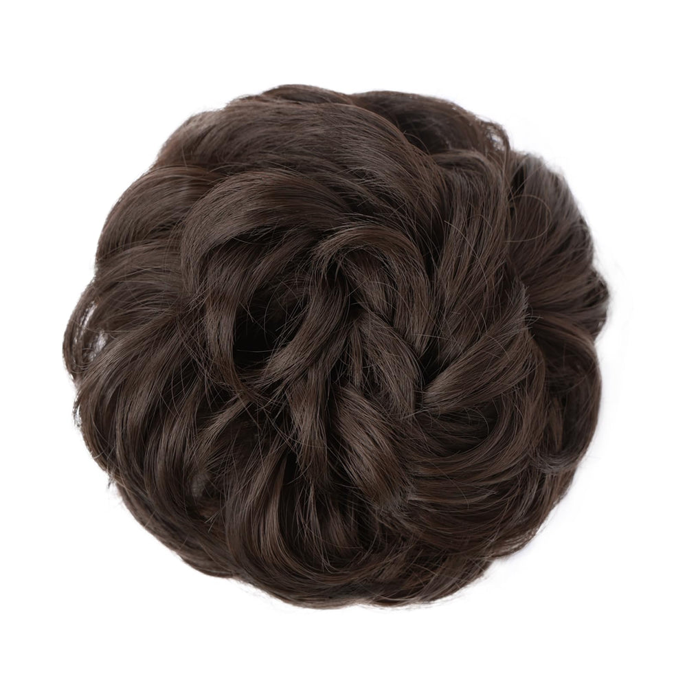 MORICA extensión de pelo sintético para coleta, tono café oscuro, acabado natural.