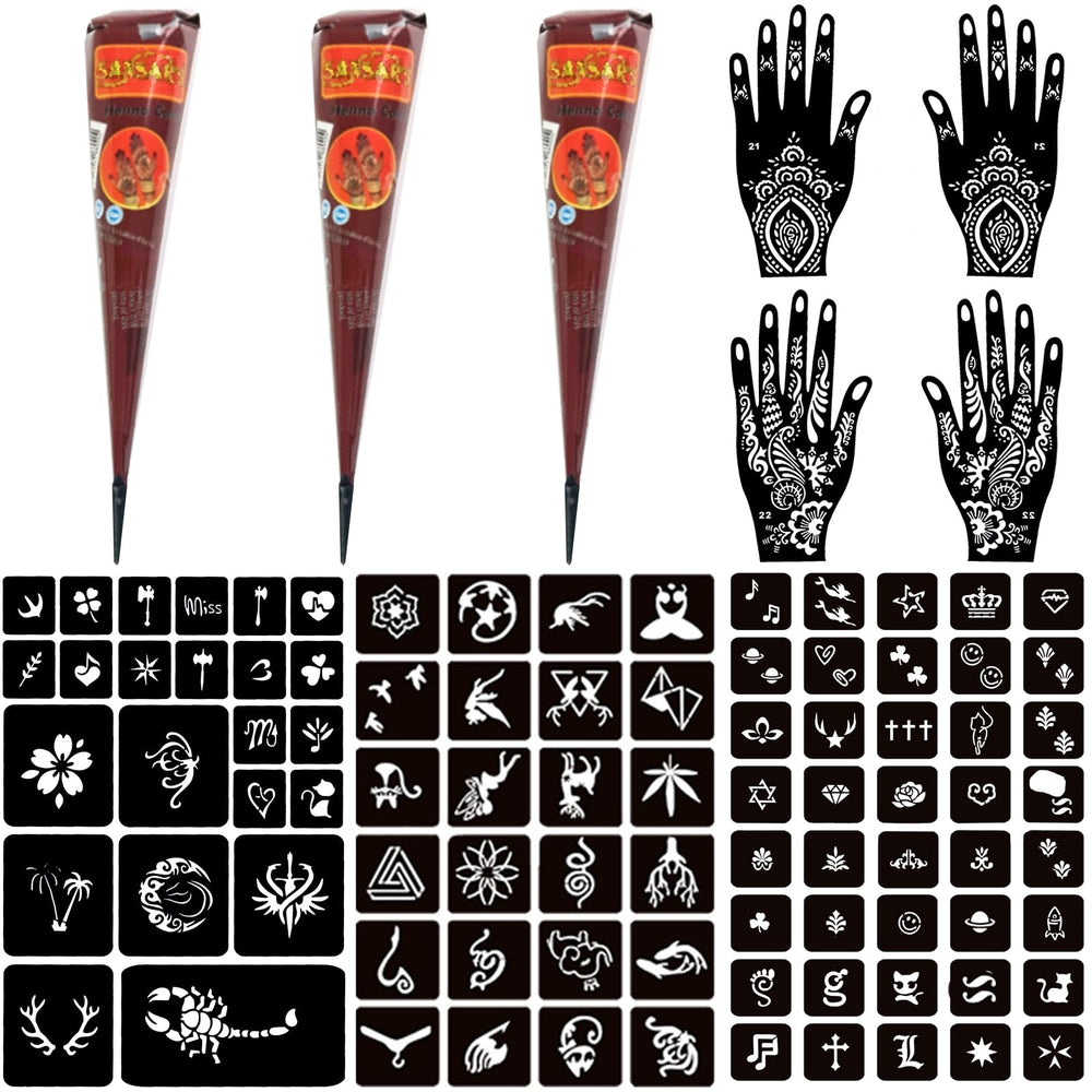 Conos Moricher de henné marrón para diseños temporales en la piel.