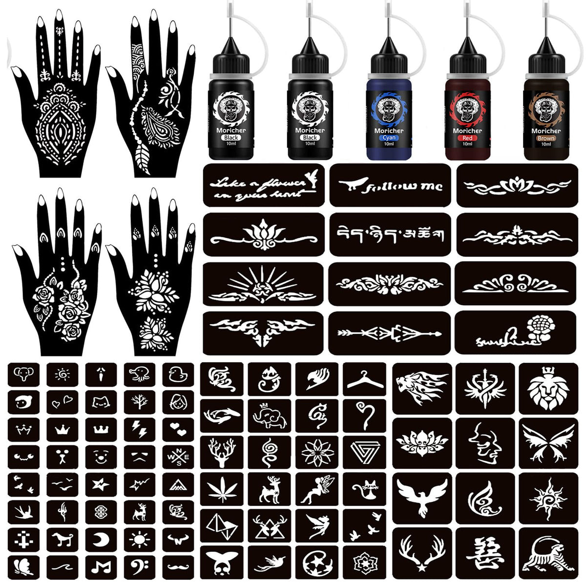 Moricher kit henna tatuaje temporal para crear diseños en casa.