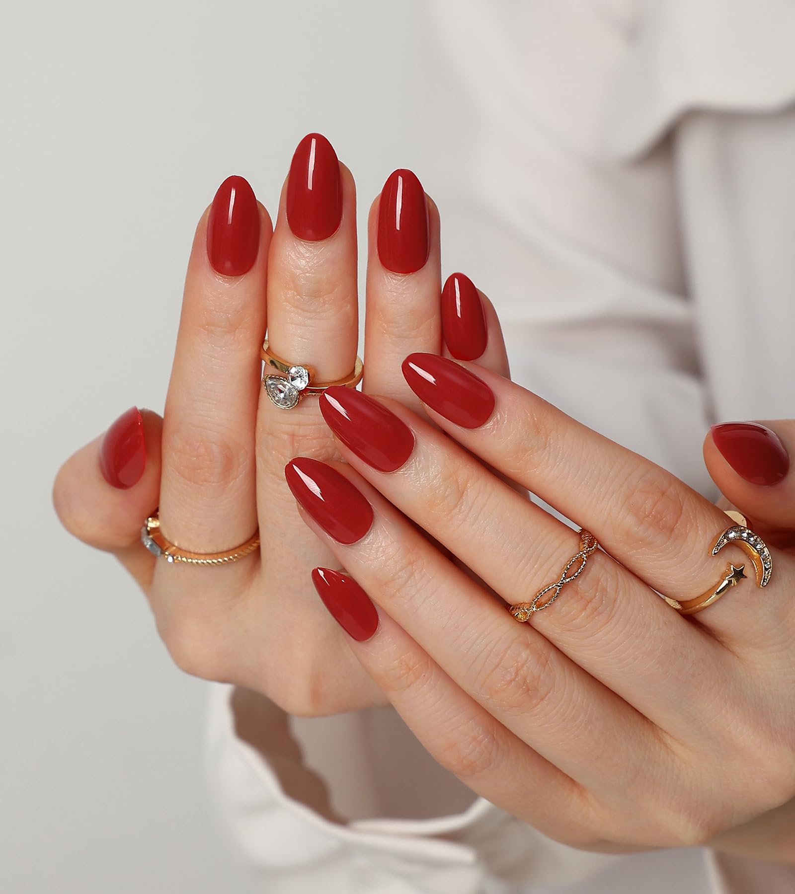 Morily set de 30 piezas, uñas rojas en almendra, varias tallas disponibles