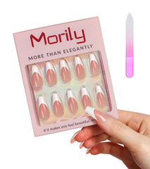Morily uñas acrílicas brillantes, forma ataúd para un diseño duradero