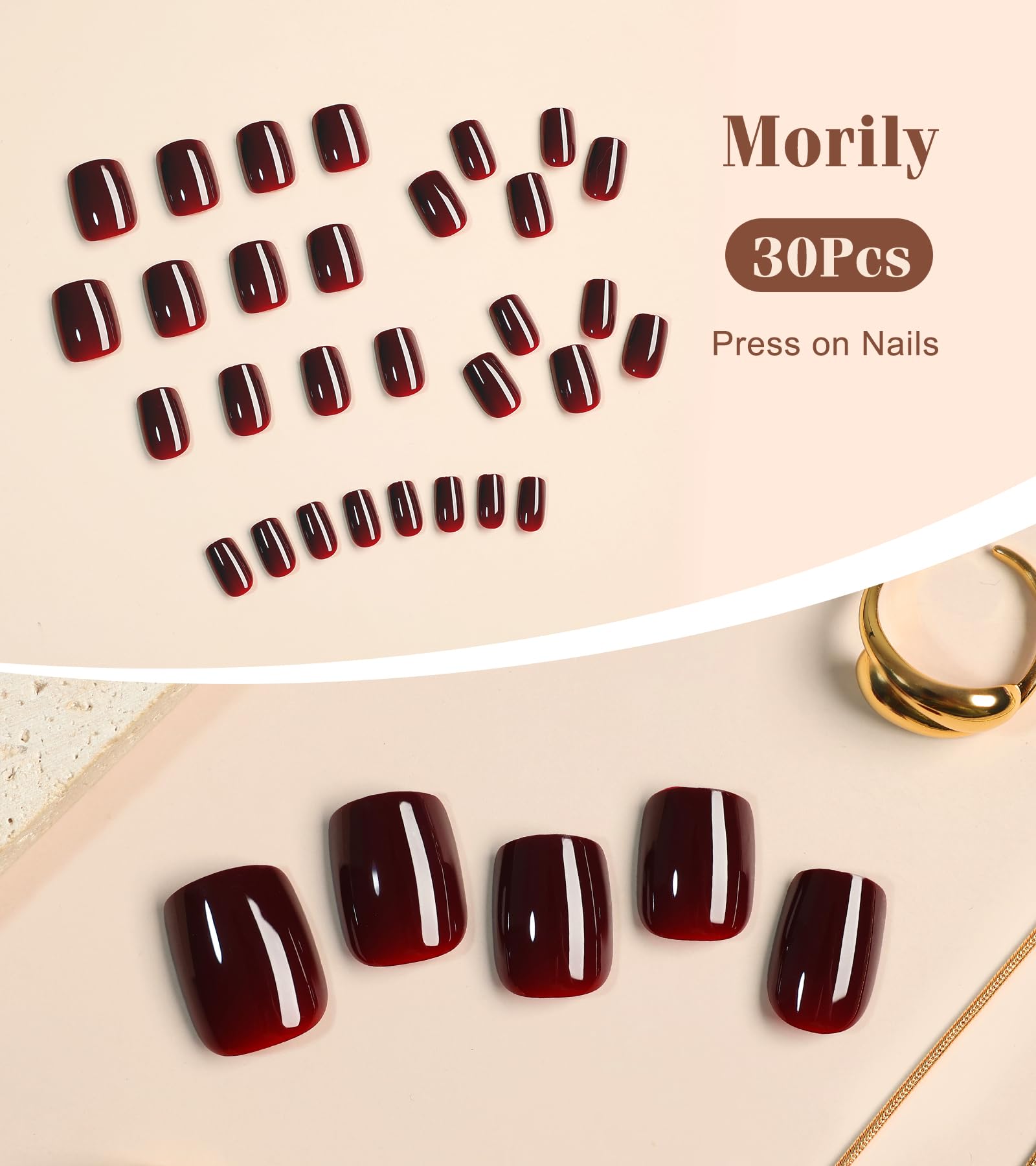 Morily uñas postizas con pegatinas adhesivas incluidas para aplicación rápida