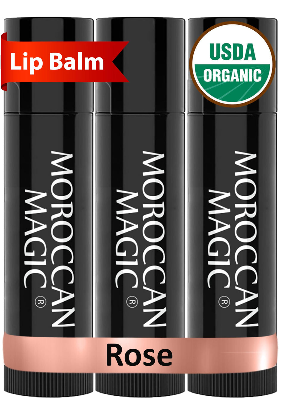 Moroccan Magic bálsamo labial rosa, pack de tres, hidratación duradera para labios suaves