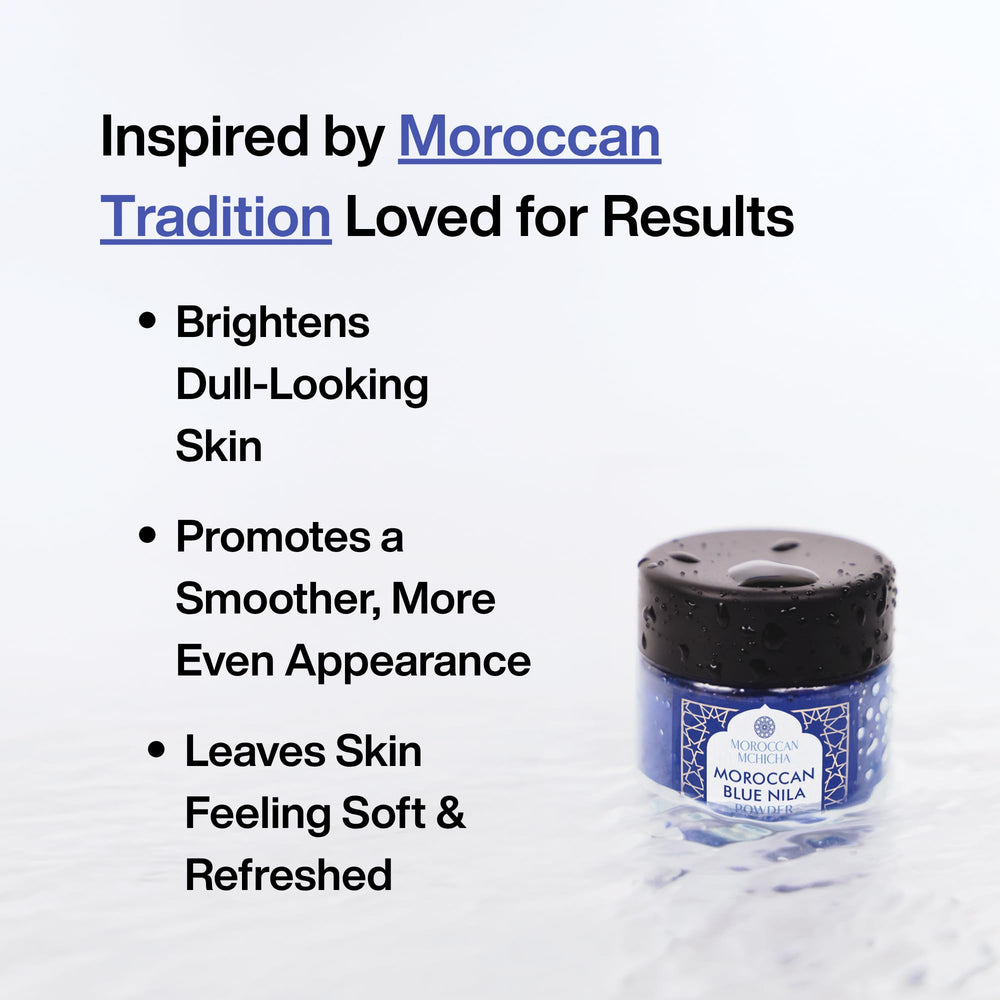 Moroccan Mchicha mascarilla de nila textura azul lista para aplicar